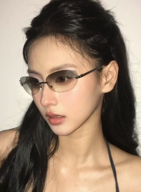 欧美辣妹风猫眼Y2K复古无框墨镜