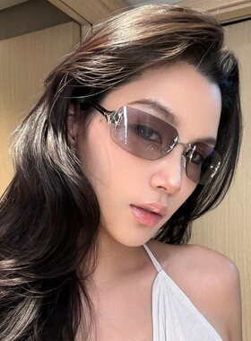 欧美风星星方形猫眼无框gm墨镜辣妹太阳镜街拍高级感2024新款女潮