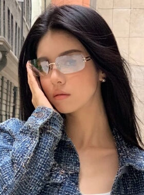 复古无框金属水银色Y2K太阳眼镜