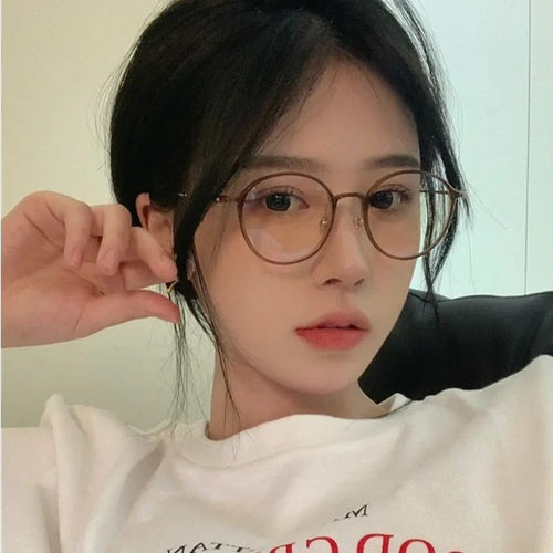 复古透明茶色软糖眼镜近视女小圆框细框长脸小脸素颜神器镜框学生 - 图1
