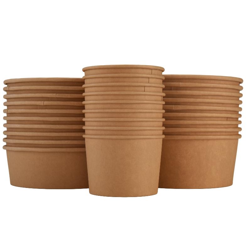 上海商吉牛皮纸碗一次性碗食品级家用加厚大号商用打包盒带盖圆形 - 图3