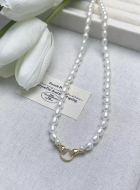 天然淡水珍珠项链米粒女