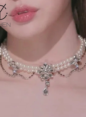 YCHEN吊灯花不掉色珍珠项链