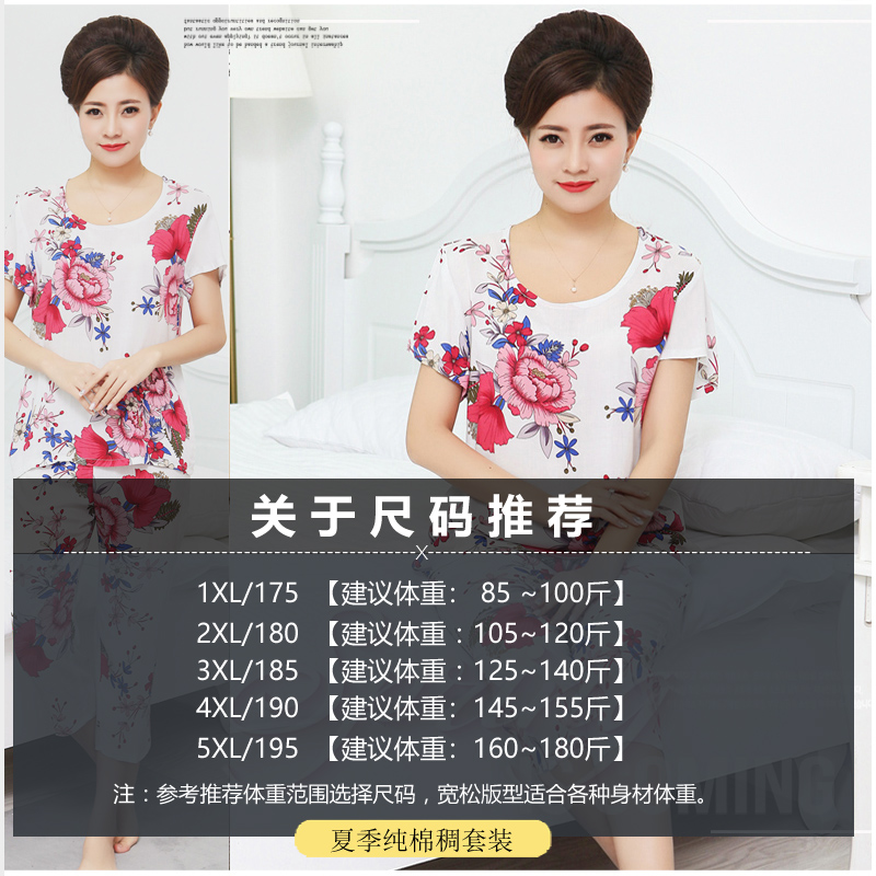 斤老人妈妈家居服套装 180 中老年睡衣女莫代尔夏季短袖加肥加大码 斤老人妈妈家居服套装 180 中老年睡衣女莫代尔夏季短袖加肥加大码