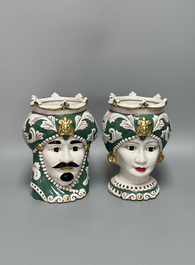 外贸孤品 人物系列 陶瓷装饰摆件 王子国王花瓶 店铺装饰 置物罐