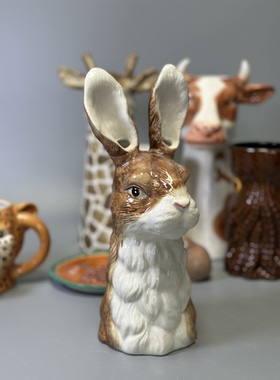 出口外贸孤品 动物系列陶瓷花瓶 置物罐 盘 店铺会所装饰摆件