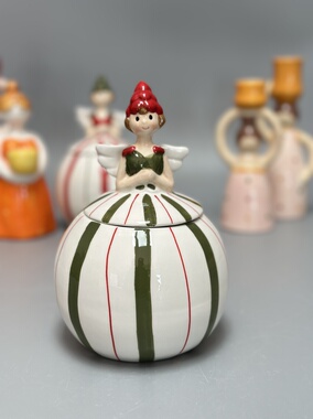 外贸孤品ins风陶瓷装饰摆件 烛台 置物罐 店铺家居样板房另类装饰