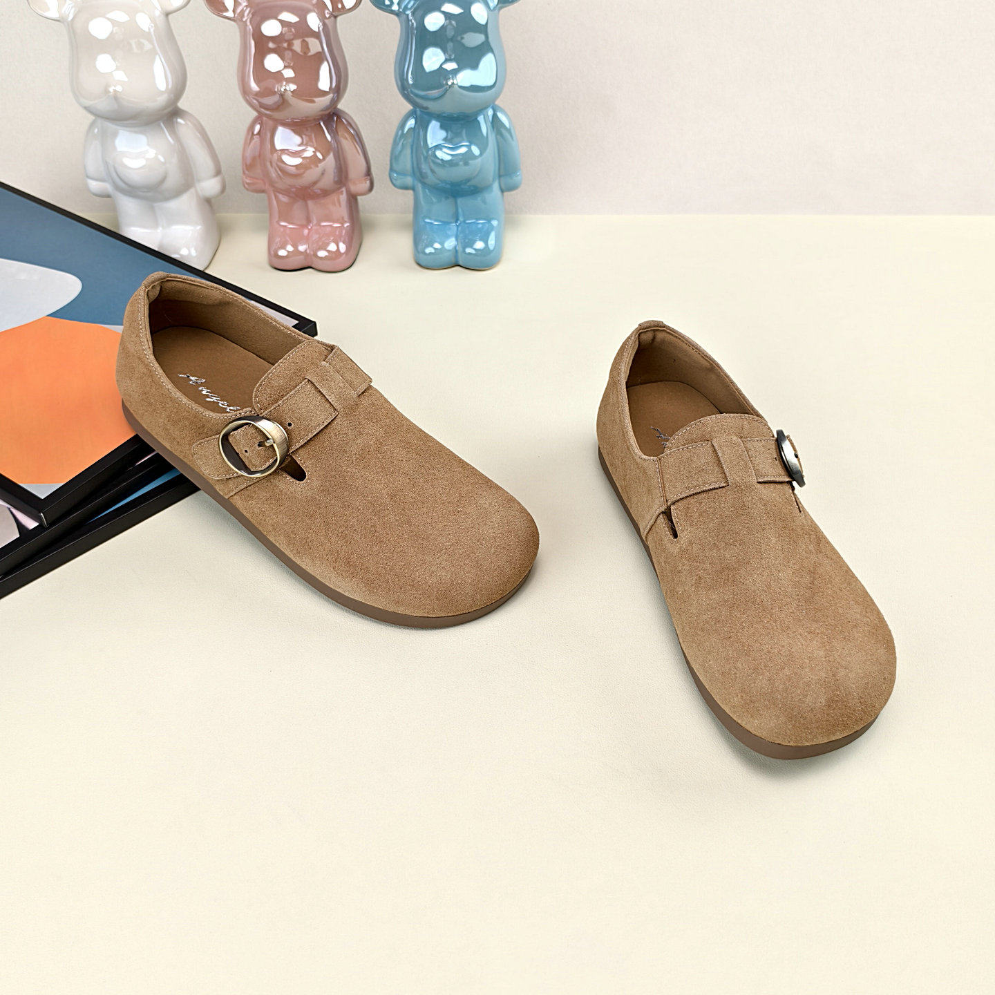 真皮勃肯鞋女2025秋季新款圆头平底舒适百搭单鞋防滑软底深口女鞋,淘宝优惠券,粉丝福利购,淘宝优惠卷