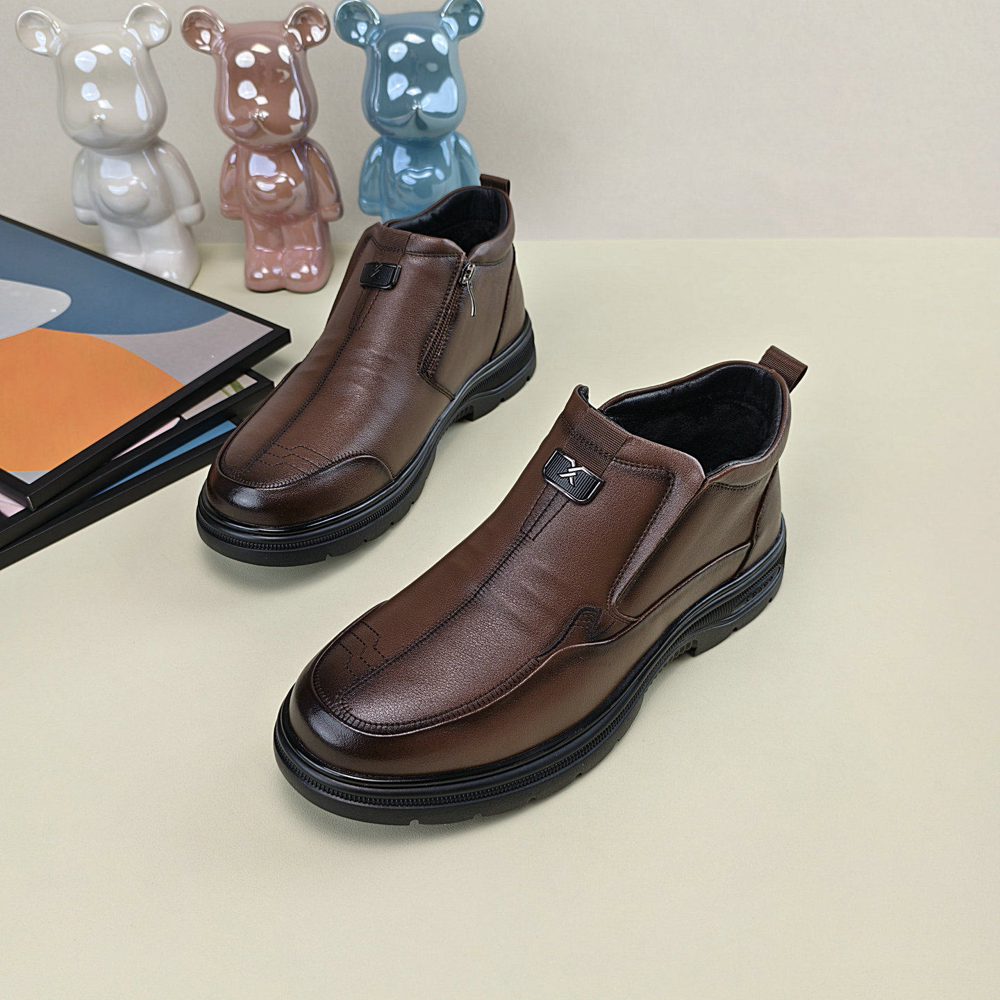 2025冬季新款加绒平跟防滑真皮休闲皮鞋男深口保暖舒适中老年男鞋,淘宝优惠券,粉丝福利购,淘宝优惠卷