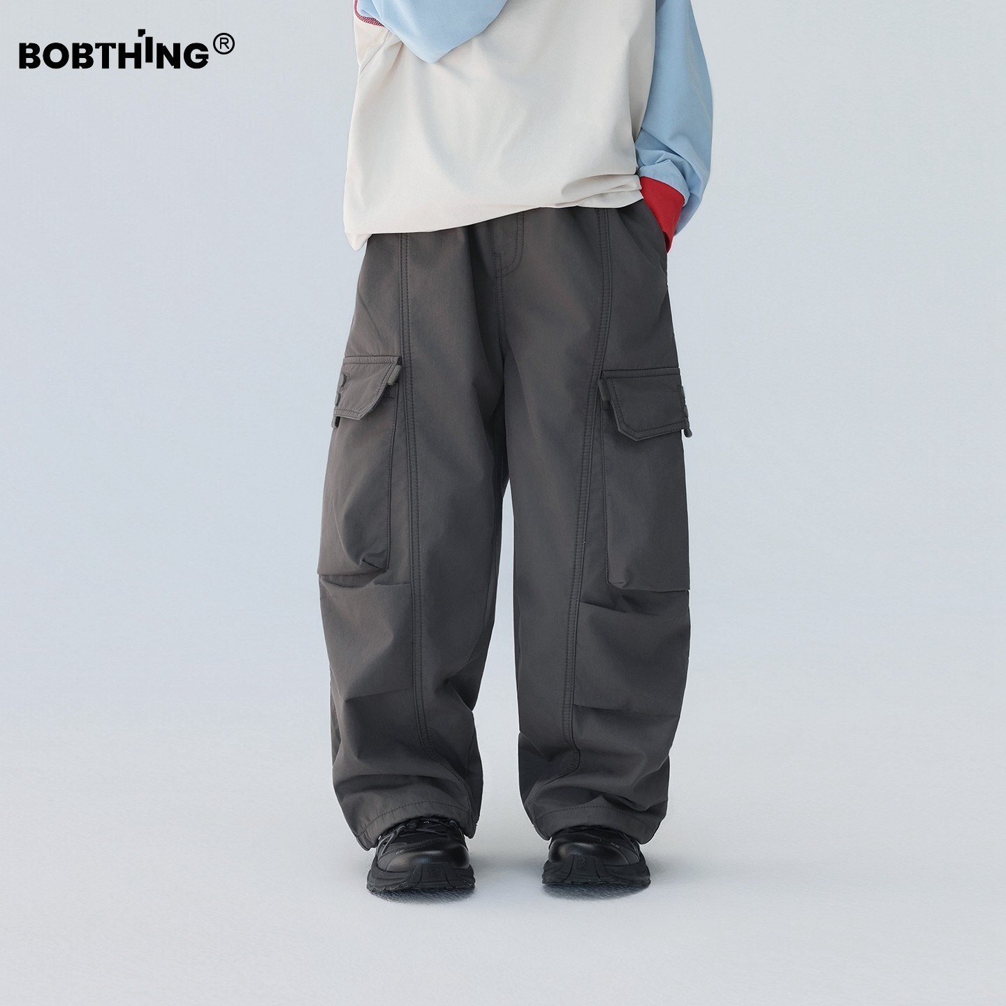 纽扣大口袋男童春秋工装裤百搭长裤儿童宽松休闲裤中大童装裤子潮