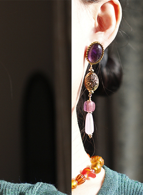 原创欧美回流人像老琉璃项链耳环