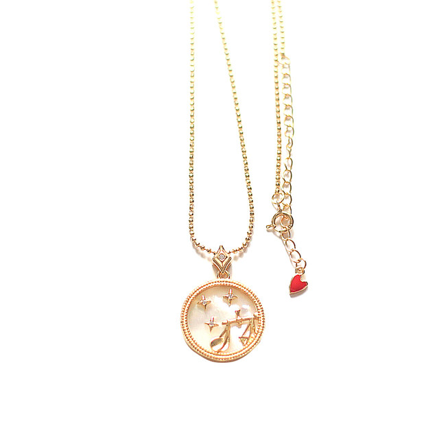 Niche twelve constellations gold-plated colorful coin pendant