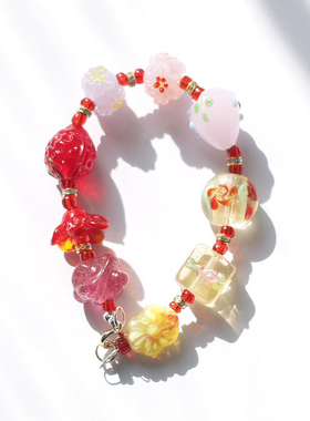 法国意大利中古老琉璃彩宝手链