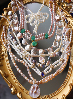 西洋复古董首饰珍珠优雅项链