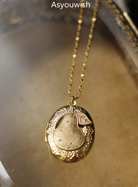 花叶中古董海外回流照片盒项链