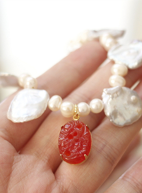 琉璃中古手链巴洛克珍珠vintage