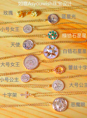 小众女王人像14k包金吊坠项链