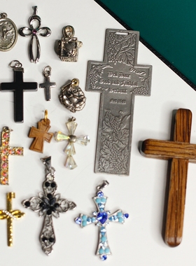 欧美进口孤品antique中古吊坠vintage复古男女十字架毛衣项链颈链