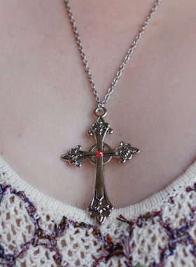 美国进口十字架手工复古中古风格全新不锈钢超大夸张街头吊坠项链