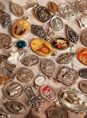 欧美国意大利进口antique男女中性风人像吊坠Vintage中古复古项链