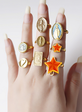 欧美意大利中古董复古西洋回流进口人物活口戒指圈vintage