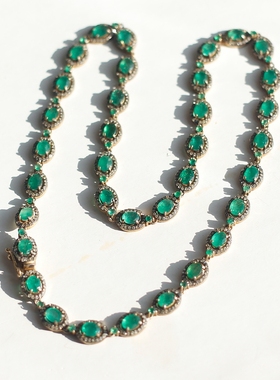 中古天然祖母绿宝石项链手链