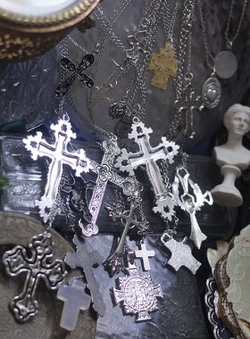 欧美国法国回流中古董库存复古进口吊坠意大利十字架项链vintage