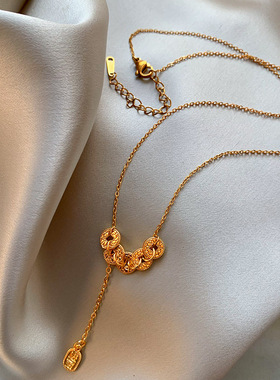 新中式招财五帝钱吊坠项链