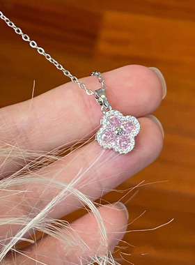 四叶草高级花项链吊坠项链幸运日韩欧美锁骨链简约锆石铜微镶嵌