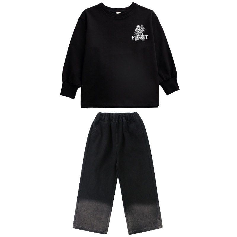 街舞儿童潮服t恤黑白宽松嘻哈服女爵士舞蹈服团体表演团体演出服,淘宝优惠券,粉丝福利购,淘宝优惠卷