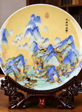 清明上河图摆件装饰画盘子景德镇陶瓷仿古名画家居装饰中国风礼品