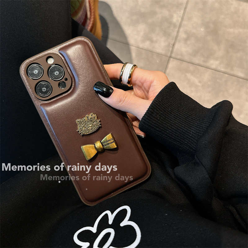 美拉德中古猫咪适用iPhone15ProMax手机壳16苹果14Pro高档皮质软包边12/13个性创意11高级感气质精准孔保护套,淘宝优惠券,粉丝福利购,淘宝优惠卷