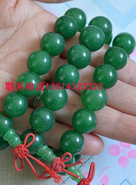 翠绿带佛头马来玉手链