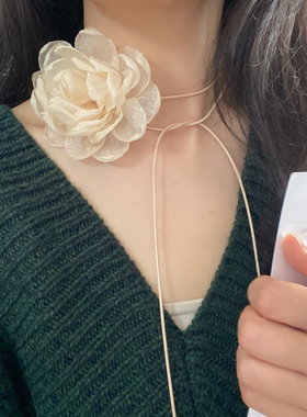 网纱花朵系带女绑带项链choker