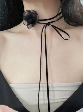 花朵系带女绑带项链锁骨链