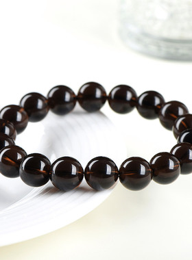 久雅水晶 天然黑茶水晶圆珠手链 星光茶水晶散珠手串 厂家直销