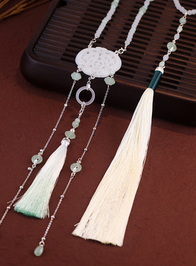 国潮古风明制马面裙配饰白璎珞压襟项链旗袍小众流苏背云国风