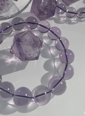 玻利维亚紫水晶手链天空之镜全净体天然紫水晶手串少女款紫色