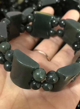 天然竹节青玉男女款手链