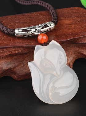 玛瑙玉髓桃花狐狸手机链吊坠挂件