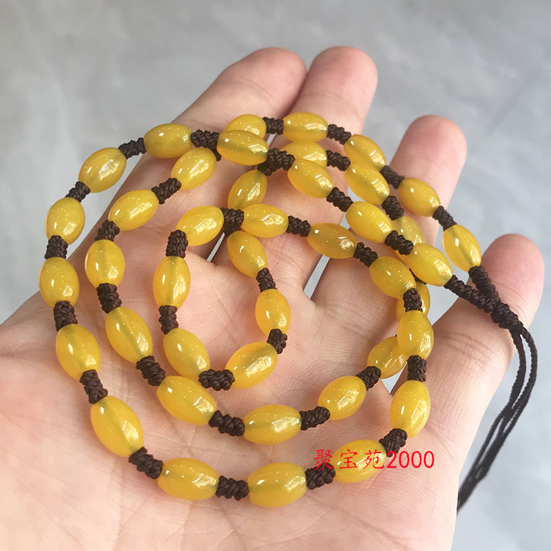 天然黄玛瑙项链男女黄玉髓米珠挂链本命年水晶挂件绳黄龙玉手工链,淘宝优惠券,粉丝福利购,淘宝优惠卷