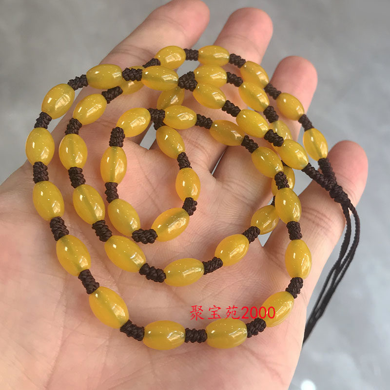 天然黄玛瑙项链男女黄玉髓米珠挂链本命年水晶挂件绳黄龙玉手工链,淘宝优惠券,粉丝福利购,淘宝优惠卷