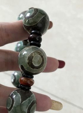 老天珠药师原石缠丝玛瑙手串