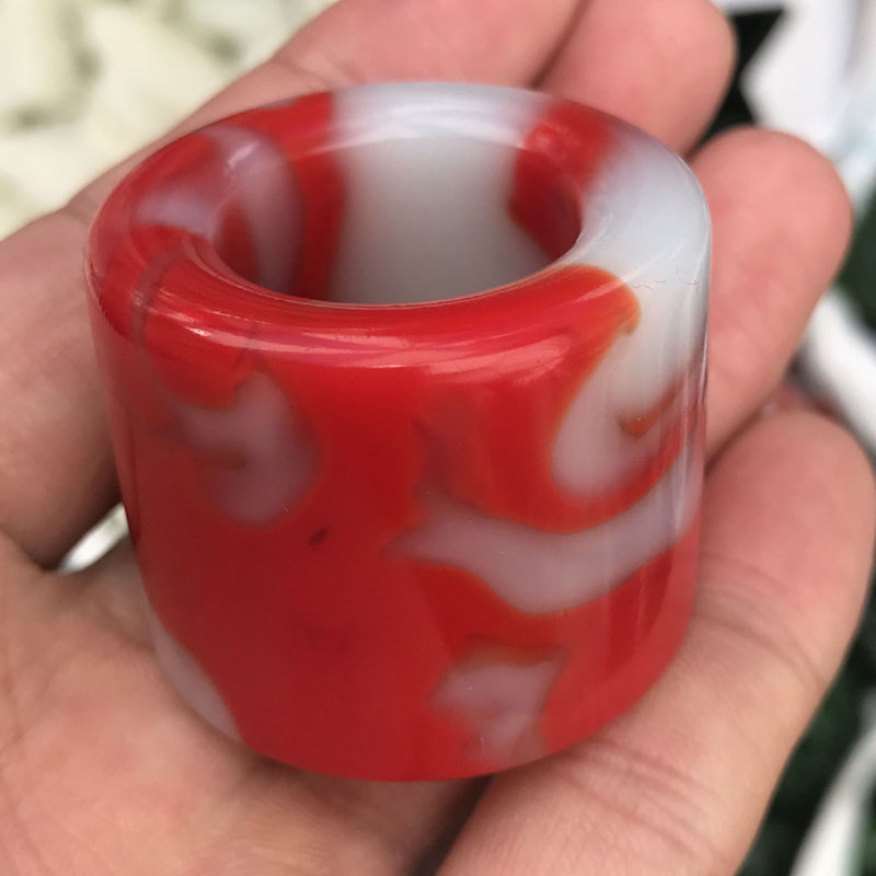 玉扳指天然戈壁玉鸡血玉扳指新疆金丝玉羊鸡血红玉器扳指玉指环