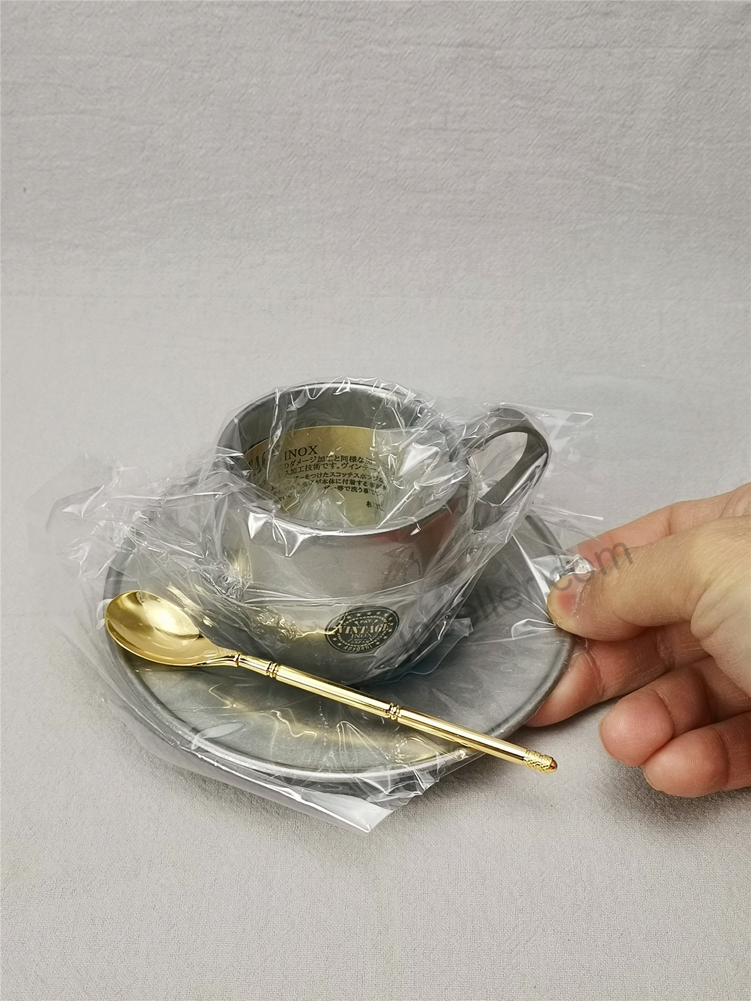 日本 简约风下午茶咖啡勺公主叉黄油刀砂糖勺系列黄铜制镀金镀银 - 图2