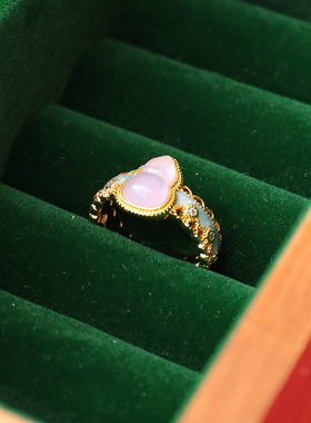 【福禄一生】珐琅工艺 开口戒指 大小可调 新中式 国风 古法 经典