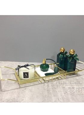 样板房样板间卫生间浴室洗手台花艺香薰装饰品浴缸置物架收纳托盘