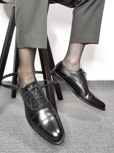 【2双】素面超薄锦纶丝袜男士简约纯色丝滑透明绅士高筒商务袜子-图2
