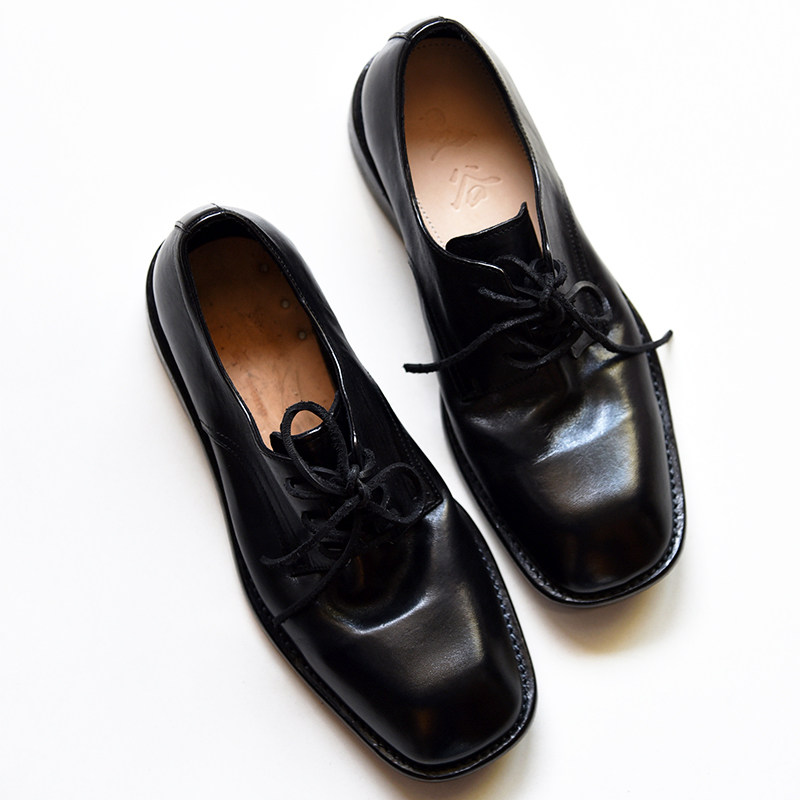 昱谷®vibe薄底小方头单鞋 颓废洗水固特异Derby 摩登中古小皮鞋,淘宝优惠券,粉丝福利购,淘宝优惠卷