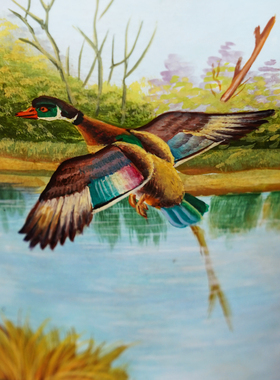 【本尼家】YS65手绘山水花鸟图案漆瓷小号将军罐桌面装饰玄关摆件